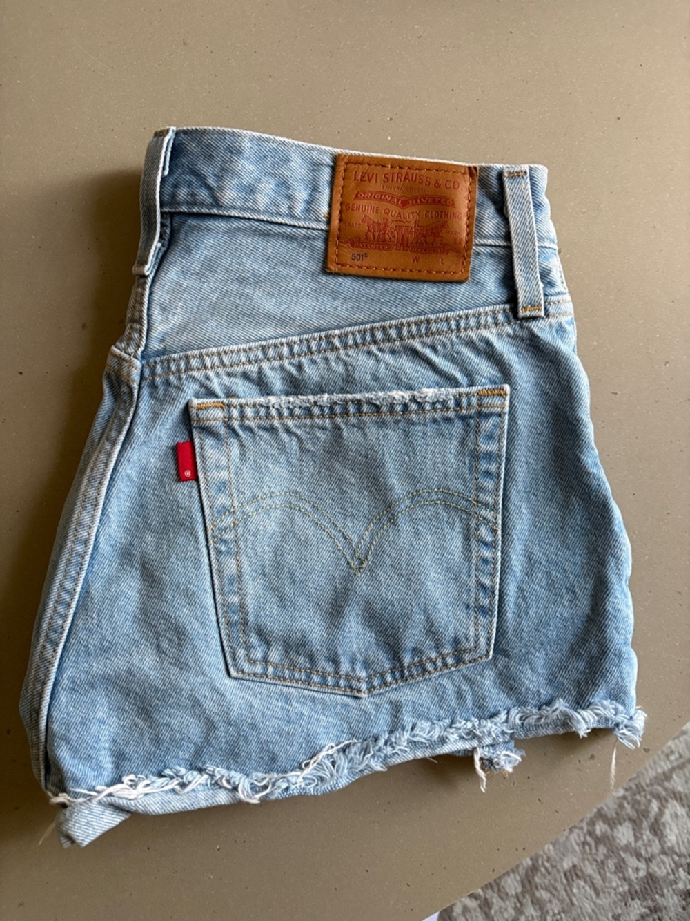 Levi's Light Blue Frayed Hem Denim Shorts